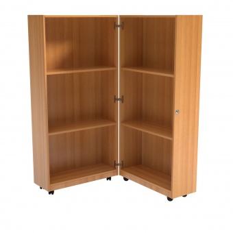 Klapp-Bibliotheks-Regal, 127 cm hoch, 80x64 cm (B/T), 6 Fächer, abschließbar 